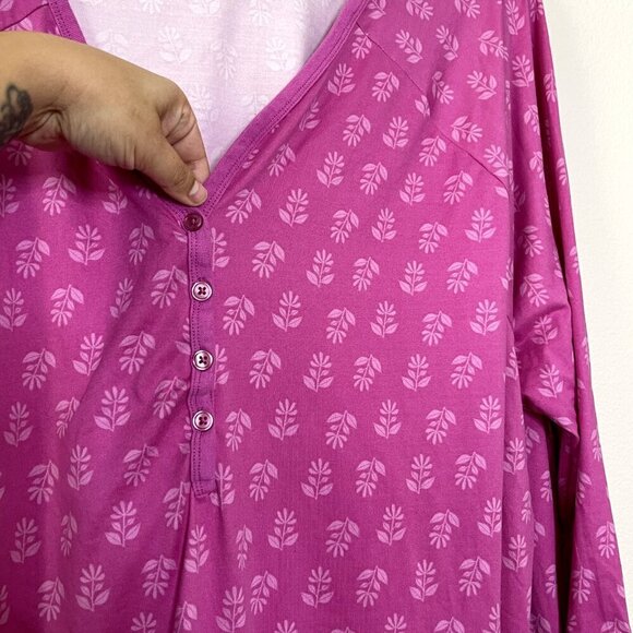 Addison Meadow Pajama Set 3X Whisper Knit Henley Pants Floral Pink Pockets NWOT - Picture 6 of 14